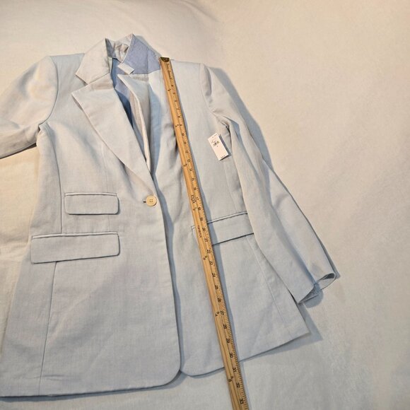 BANANA REPUBLIC Office Sirencore Light Blue Linen Long & Lean Blazer Size 10. - Picture 14 of 16